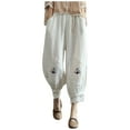thumbnail image 2 of HongQid Womens Linen Pants with Pockets High Waist Comfy Casual Pants Lightweight Loose Trousers, 2 of 5