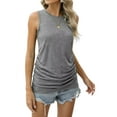 thumbnail image 3 of Womens Ruched Tank Tops Crewneck Sleeveless Shirts Slim Fitted Top Dressy Casual Summer Trendy Clothes 2025 Grey L, 3 of 8