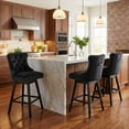 thumbnail image 4 of TEWLOSS 30" Swivel Bar Stools Set of 3, Black Velvet Bar Height Chairs with Back for Home Pub, 4 of 9