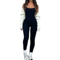 thumbnail image 2 of Bellella Combinaisons pour Femmes Col Rond Pantalon Long Combinaison Extensible Décontractée Bretelles Spaghetti une Pièce Femmes 2831 Noir 2TG, 2 of 4