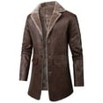 thumbnail image 2 of Sookity Men's Shearling Sherpa Lined Leather Jacket Big and Tall Fleece Jacket Puffer Jacekts Fall and Spring Lightweight Long Cardigan Coats For Mens Fashion Jackets,ropa invierno hombre Brown L, 2 of 8