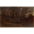 thumbnail image 2 of Edward Mitchell Bannister 24x16 Black Ornate Framed Double Matted Museum Art Print Titled: Untitled (Forest Scene, Fallen Tree in Foreground and House in Background) (1873), 2 of 5