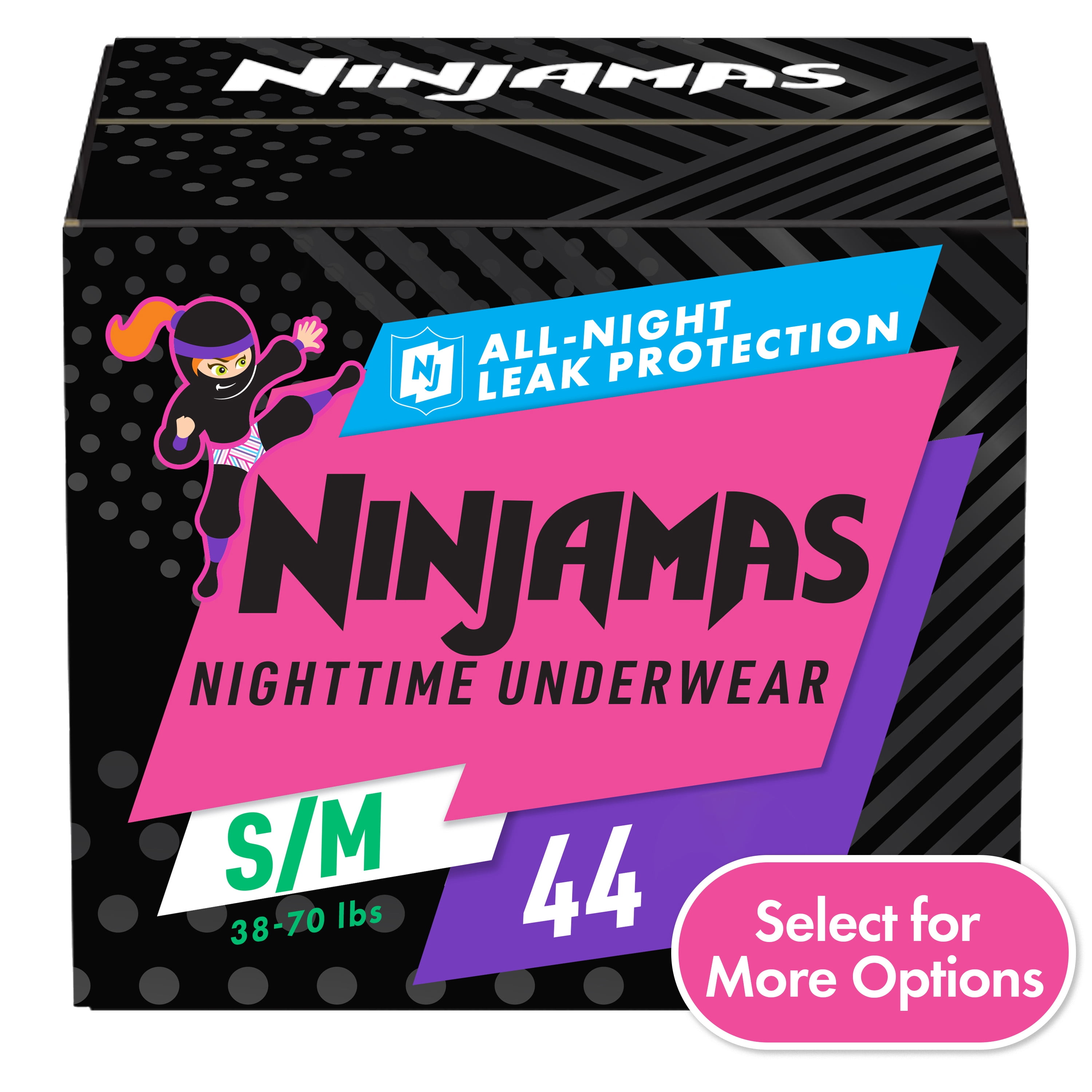 Pampers Ninjamas Nighttime Pants Girls Size S/m, 44 Count (Select for