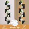 thumbnail image 5 of Corner Shelf 5 Tier Bookshelf with LED Light Corner Shelf Wall Mounted Floating Shelves for Wall Display Stand for Bedroom Living Room Bathroom Home Office Black, 5 of 7