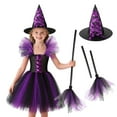 thumbnail image 7 of Witch Costume Kids Girl Witches Dress Princess Outfit Scary Purple Hat Brooms Party Cosplay Carnival Fancy Dress, 7 of 7