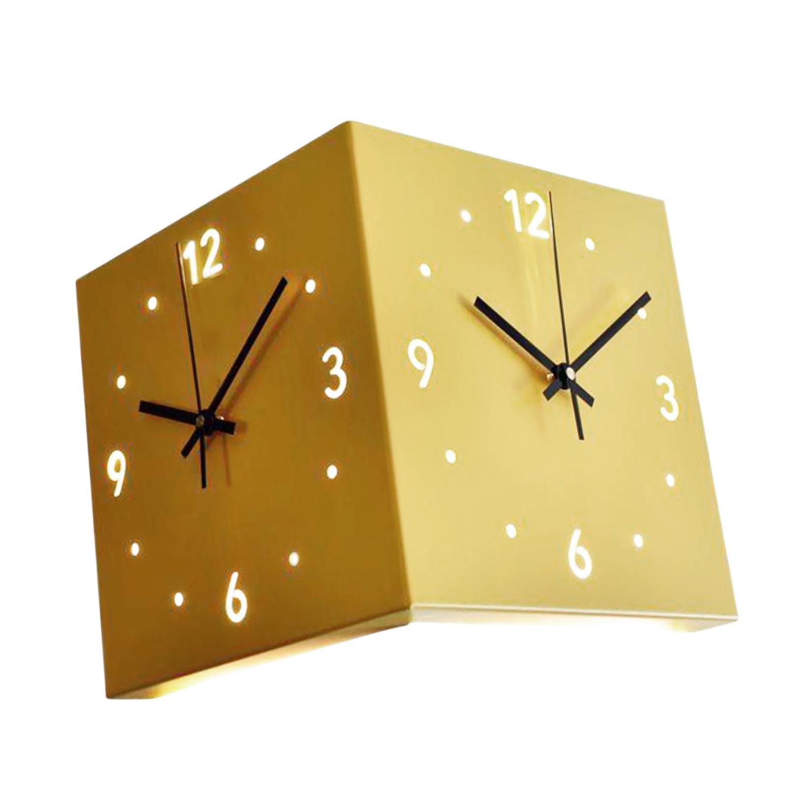 Baoblaze Double Sided Corner Wall Clock Friend Gift for Living Room Hotel Dining Room Yellow