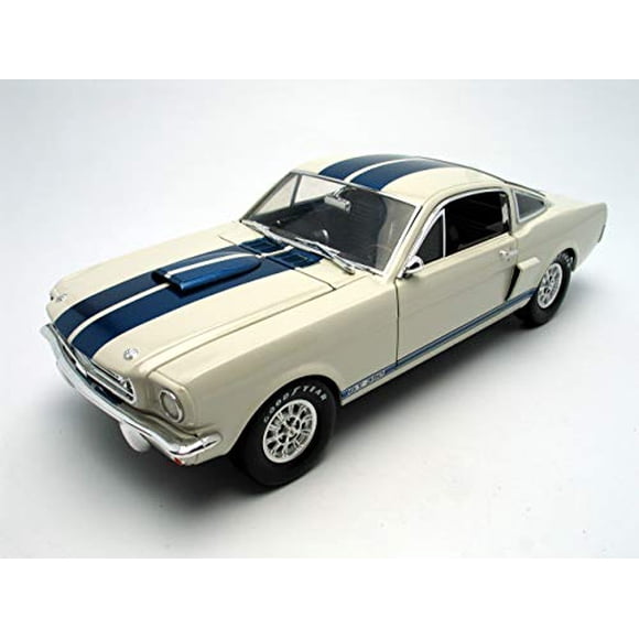 Shelby Collectibles SC160 1966 Ford Shelby Mustang GT 350 White with Blue Stripes 1-18 Diecast Car Model