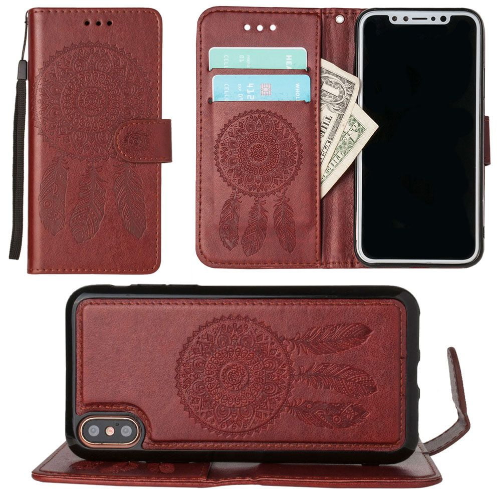 Apple iPhone X Wallet Case, Slim PU Leather Embossed Design with