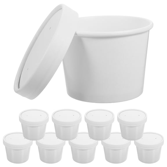 UPOUART Travel Coffee Cups White Paper Portable for Meals and Snacks 10Sets
