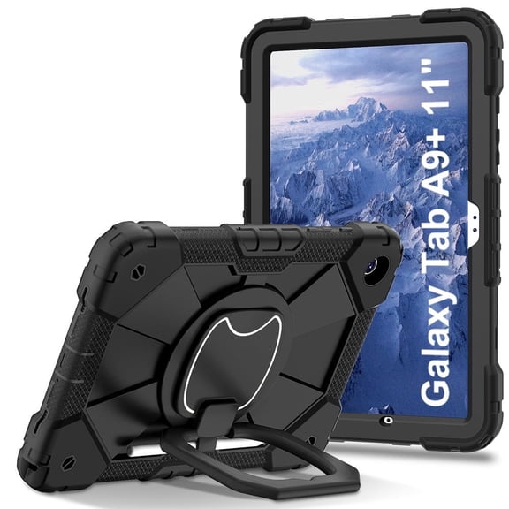 Case Fit for Samsung Galaxy Tab S10 Lite/ S10 FE/ S9 FE/ S9 5G (10.9''/11''), Heavy Duty Shockproof Protective Case with Rotating Stand, Hand Strap and Pen Holder, Black