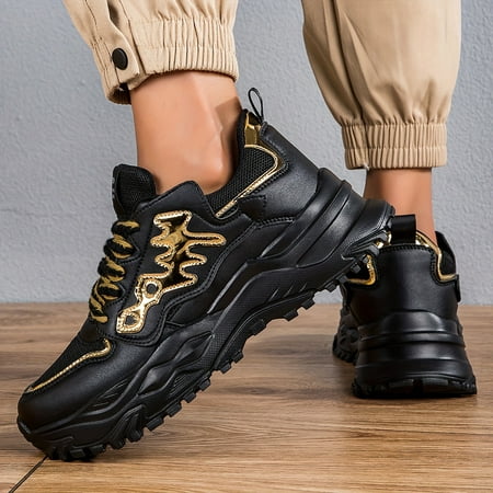 

JZMQWL Trendy Men‘s Chunky Comfy Lace Up Non Slip Casual Sneakers for Outdoor Activities
