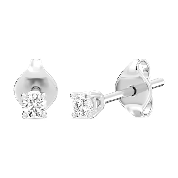 Gilded 1/10 CTW Lab-Grown Diamond Stud Earrings for Women & Men, Round Cut 925 Sterling Silver, Hypoallergenic Jewelry - SI1 Clarity F Color