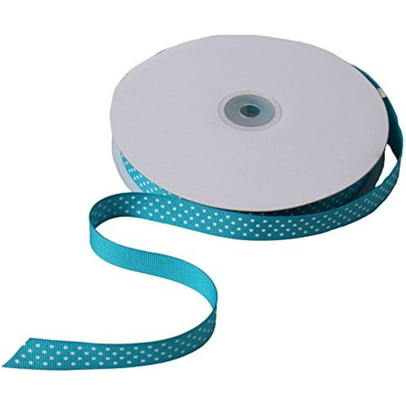Swiss Dot Printed Grosgrain Ribbon 5/8 inch Tropic-White