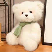 Plush Toys for Girls to Sleep,Plush Toys Animals,Large Plush Stuffed Animals,9 Inches White Bear Scarf Teddy Bear Toy Children's Little White Bear Sleeps Doll Boy and Girl Holiday Birthday Gift