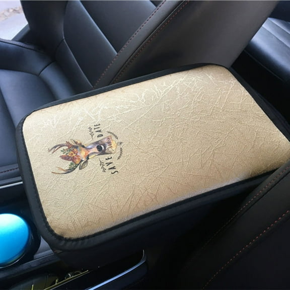 Leather Car Armrest Pad, Memory Foam Center Console Cover for Elbow Support and Pressure Relief, Waterproof Car Armrest Protector for SUV Truck Vehicle, Interior Protection and Comfort Cushion