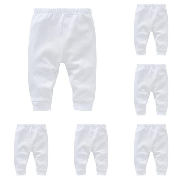 TIREOW Solid Baby Sweatpants,Unisex Baby Toddler Cotton Crawling Pants for Baby Boys Girls Solid Color Loose and Comfortable Pant(0-3 Months,White)