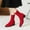 Red, variant on Heisall Women's Boots Knit Stretch Short Shaft Sock Boots Solid Color Pointed Toe Chunky High Heel Ankle Boots Fashion Casual