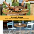 thumbnail image 6 of Elastic Fitted Round Tablecloth, Texas Star Vintage Waterproof Stretch Table Cover for 55"-60" Tables, Berry Yellow Brown Wooden Washable Outdoor Tablecloths for Patio, Picnic, Camping, 6 of 9