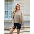thumbnail image 6 of Women'S Long Sleeve Solid Color Loose - Fit Casual Yoga Top - Soft, Breathable for Yoga Khaki XL, 6 of 8