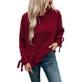 thumbnail image 2 of Sweaters for Women 2025 Fall Winter Long Sleeve Crewneck Loose Casual Knitted Jumper Tops Bow Womens Pullover Sweaters, 2 of 7