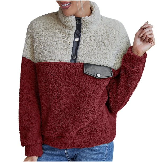 Moda mujer casual felpa manga larga patchwork señoras tops sudaderas Fridja fksj2435