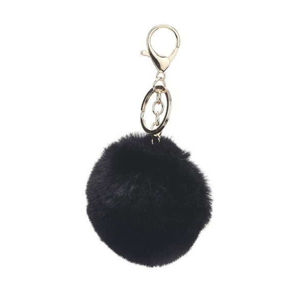 2pcs Pom Pom Ball Keychain with Alloy Lobster Claw Clasps and Iron Key Ring for bag Decoration Keychain Gift and Phone Backpack Light golden Black 138mm