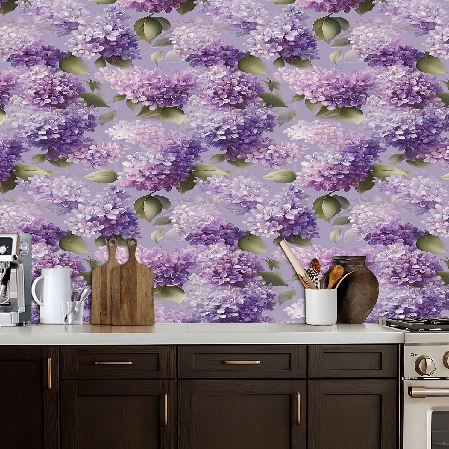 Flower Peel and Stick Wallpaper 17.7in x 9.8ft Lilac Floral Purple White Blossoms Soft Lavender Contact Paper Vinyl Waterproof Self Adhesive Wall Paper for Bedroom Shelf Cabinet Renter Friendly