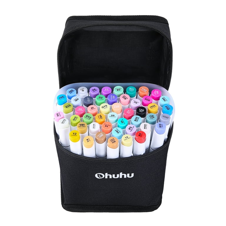 Ohuhu® 48 Pastel Colors Alcohol-Based Fine-and-Brush Double-Tipped