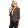 thumbnail image 3 of Women's Fitted Waist Length Jacket Open Front Draped Neck Ruched Sleeves, 3 of 6