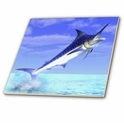 3dRose Marlin fish coming out of the water - Ceramic Tile, 12-inch