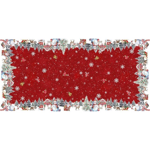 Red Christmas Tablecloth Rectangle 60x120 Inch, Winter Xmas Snowman Santa Christmas Tree Table Cloth Cover Rectangle Table Washable, Holiday Christmas Tablecloths for Rectangle Tables