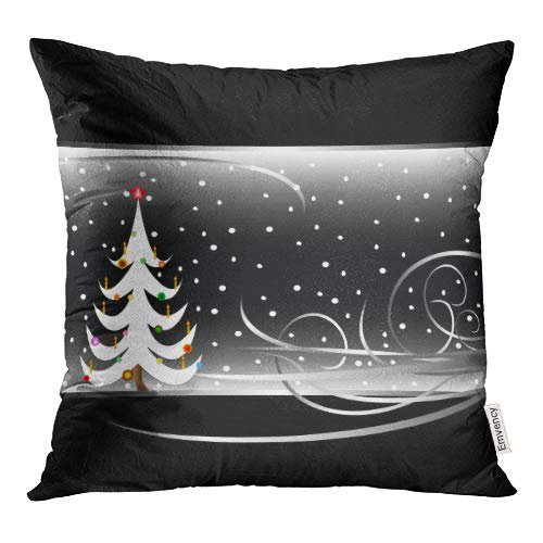 ECCOT Blue Abstract Black and White Christmas Tree for Please Visit My Gallery Brown Ball Pillow Case Pillow Cover 16x16 inch