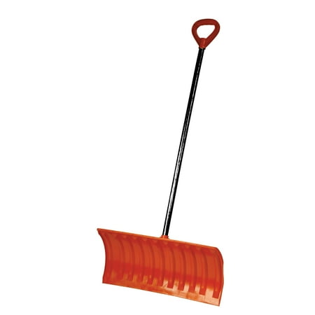 Bigfoot 25 Inch Pusher Snow Roller Shovel with Metal Handle and Large D Grip