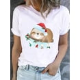 thumbnail image 4 of Camiseta de manga corta con estampado de corazón de amor de vino para mujer, ropa de Navidad, moda de Año Nuevo, Camisetas básicas, camisetas gráficas, 4 of 5