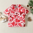 thumbnail image 4 of KYAIGUO Toddler Baby Boys Turndown Collar T-Shirt Summer Short Sleeve Lapel Shirts Casual Love Heart Tee Shirt for 1-6Y, 4 of 10