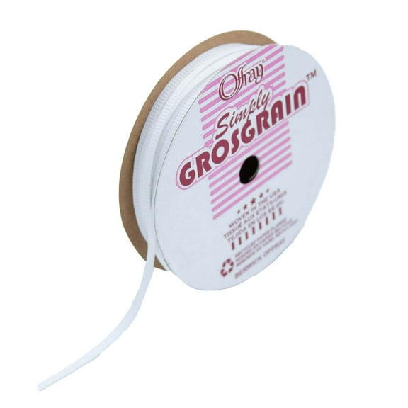 Offray 1/4"x6 Yd Simply Grosgrain Ribbon-White