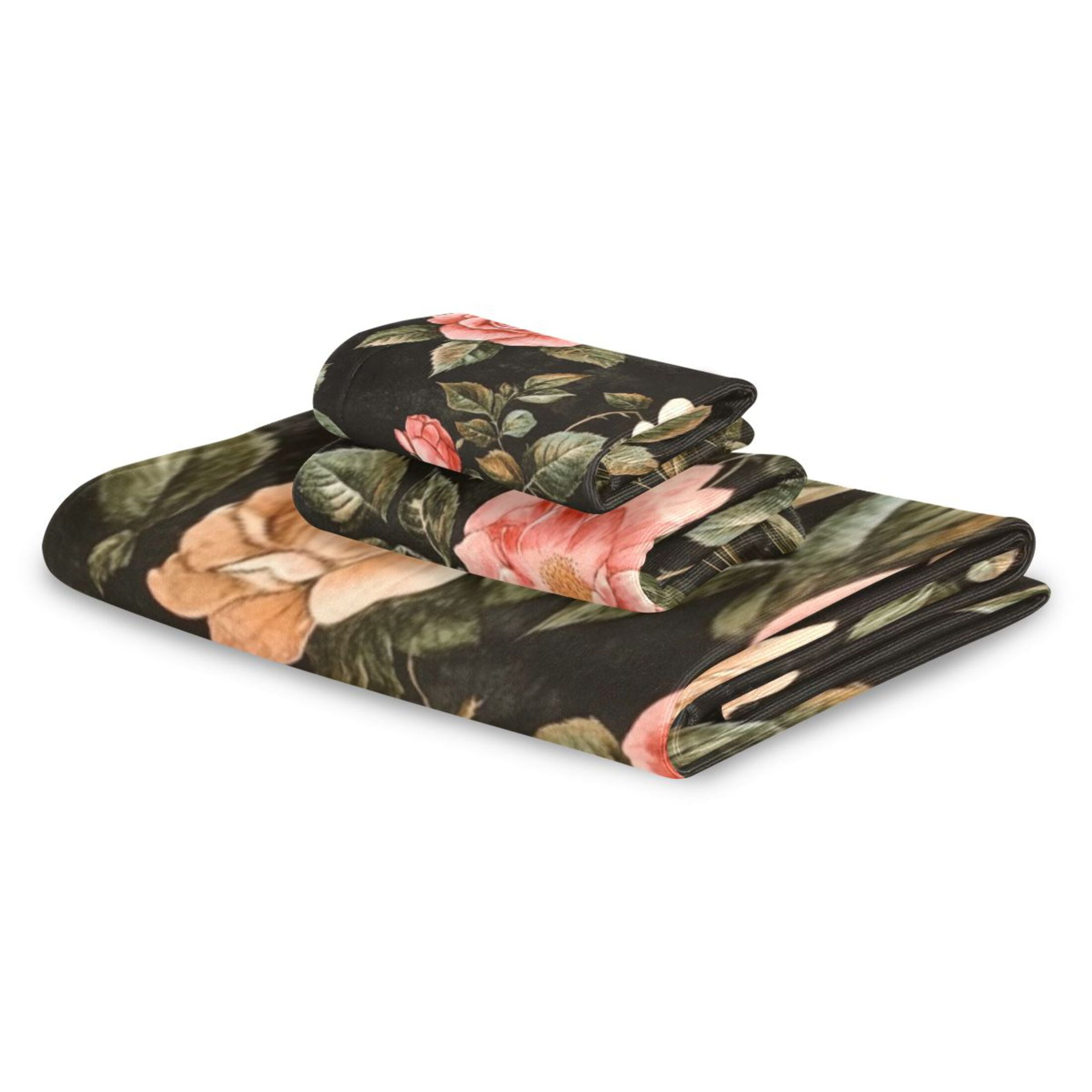 Three-Piece Towel Set Face Towel Towel Set Hand Towel Bath Towel Cotton Bath Towels Bath Towel Sets Hand Bath Towels Cartoon Red Pretty Roses