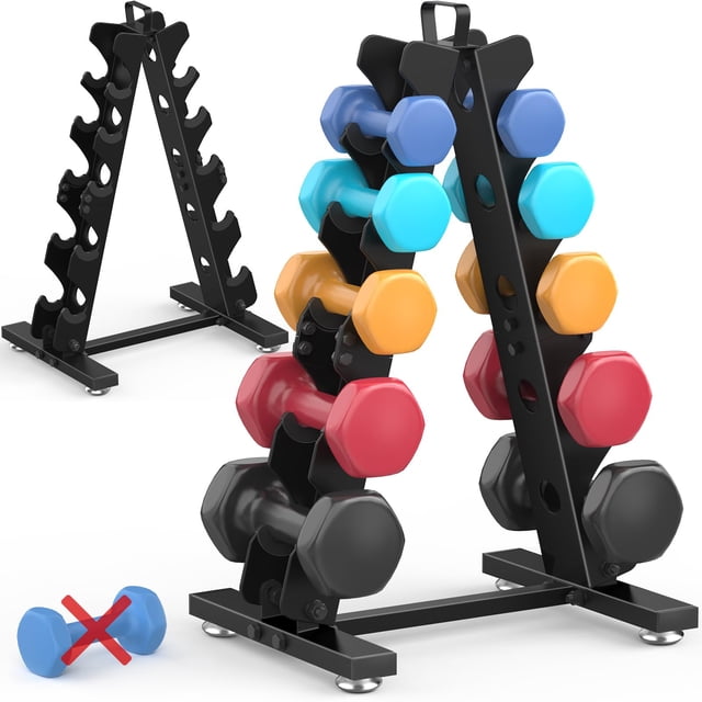 Soporte para mancuernas TomCare de 5 niveles, estructura metálica en forma de A