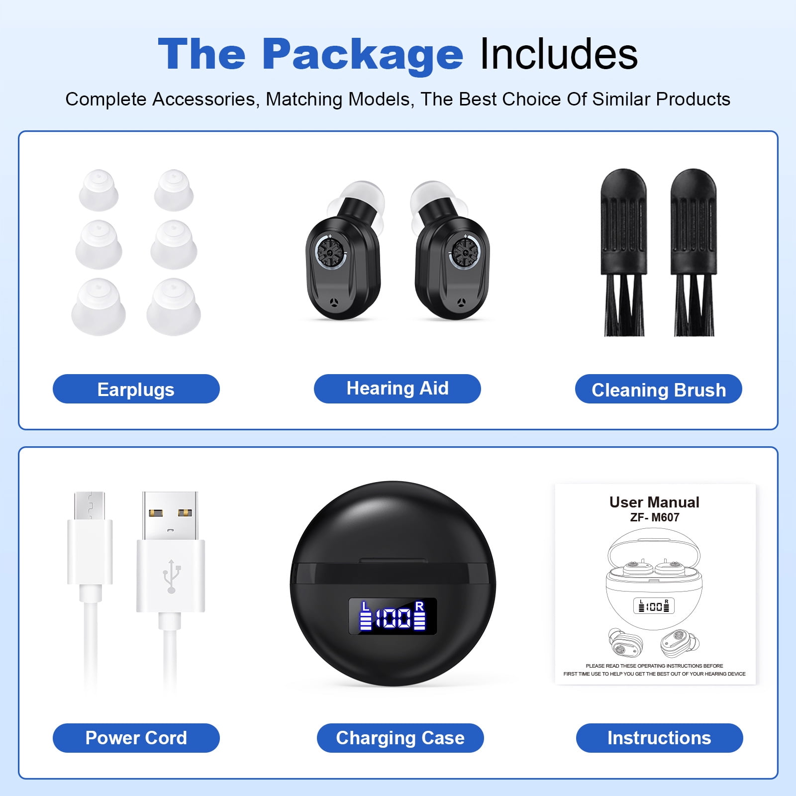 Hearing Aids for Seniors Rechargeable with Noise Cancelling, Hearing Amplifier for Adults Hearing Loss, Invisible Hearing Aid, In Ear Sound Amplifier With Charging Case