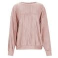thumbnail image 3 of Women's Long Sleeve Ribbed Knit Pullover - Solid Color Polyester Sweatshirt, Casual Hoodless Top for All Seasons, 3 of 7