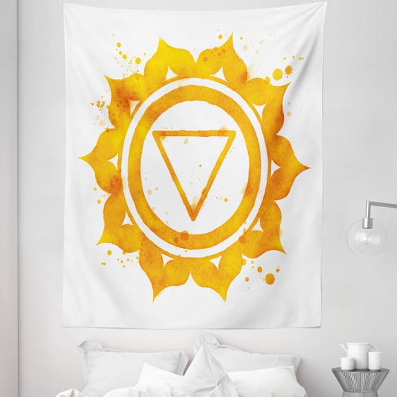 Orange Tapestry, Traditional Known with Ragged Brushstrokes Secret of Earth Print, Fabric Wall Hanging Decor for Bedroom Living Room Dorm, 5 Sizes, Orange, by Ambesonne