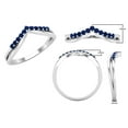 thumbnail image 3 of Dazzlingrock Collection Round Blue Sapphire Chevron Wedding Band for Women (Color Blue, Clarity Highly Included) in 14K White Gold, Size 10, 3 of 5