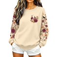 thumbnail image 7 of Women Halloween Floral Graphic Sweatshirt JIANLAI Crew Neck Long Sleeve Moon Rose Leaf Print Pullover Casual Autumn Fall Holiday Tops, 7 of 7