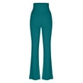 thumbnail image 5 of Naotn Women Smocked Waist Flare Pants Fashion Casual High Waist Stretch Full‑Length Yoga Pants Lightweight Outing Pants, 5 of 7
