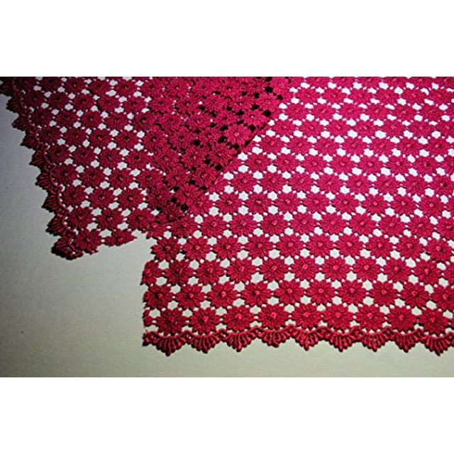 Altotux 37" Daisy Venice Lace Fabric All Over Both Side Scalloped Edge 9 colors (Red)
