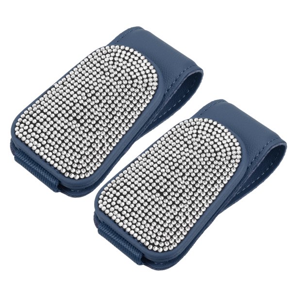 2uds Gafas Soportes para Coche Blanco Imitación Diamante con Tarjeta Clip Azul Unique Bargains accesorios para viseras automotrices