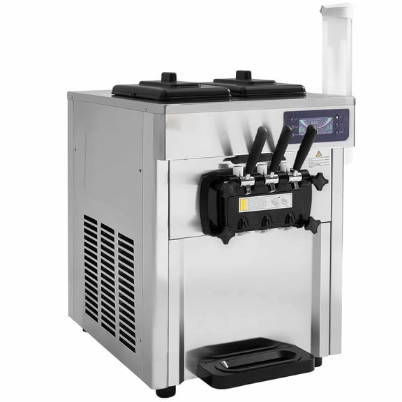 Commercial Ice Cream Machine, 18-28 L/H, 3-Flavor, 1850W, Auto Clean, Pre-cooling