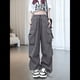 thumbnail image 4 of Pantalones Cargo para Mujer, Pantalones Casuales de Senderismo, Pantalones Holgados Y2K de Cintura Alta con Múltiples Bolsillos Gris XXL, 4 of 10
