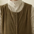 thumbnail image 5 of VEKDONE Women's Corduroy Button Down Dress Sleeveless Crewneck Babydoll Tank Dress Over Knee Long Midi Dress with Pockets Khaki XXL, 5 of 9