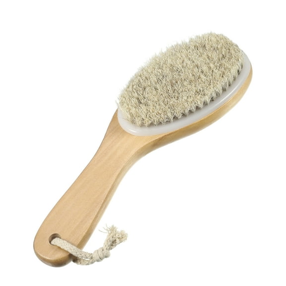 Unique Bargains 1 Pc Curved Handle Bath Brush Short Body Scrubber for Bath 9.84" Length Brown